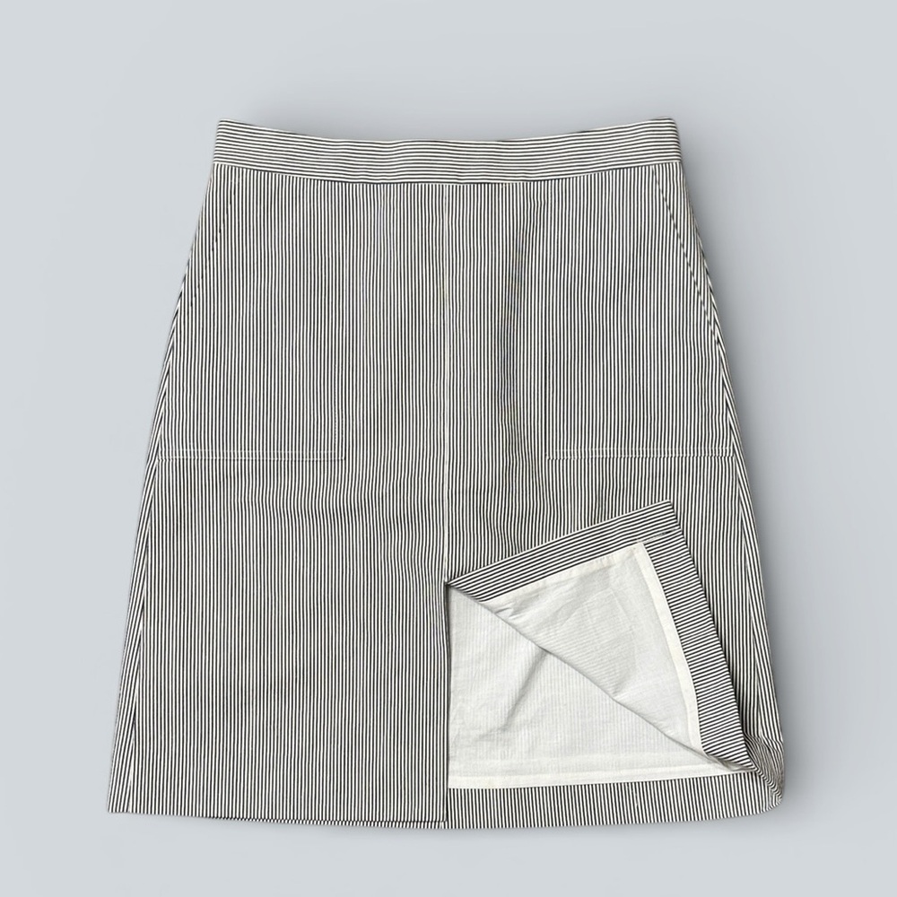 J.Crew Black & White Striped Seersucker A-Line Skirt with Pockets - Picture 3 of 9